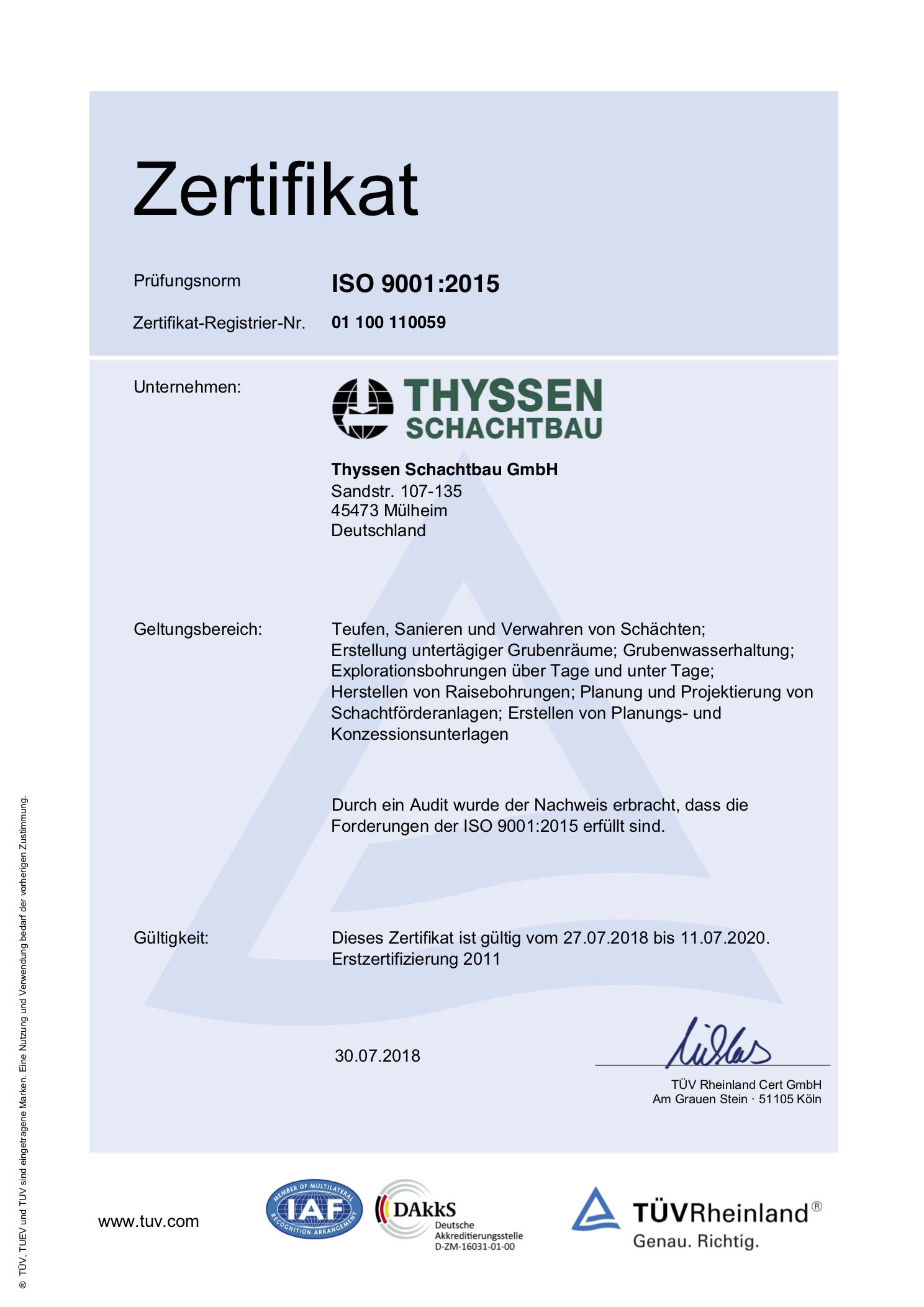 ISO 9001 Zertifikat 2018 TS SBB A4 dt